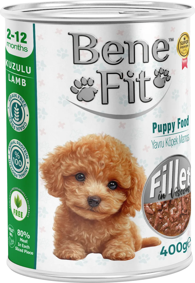 BeneFit Yavru Köpek Konservesi Kuzulu – Fileto Parçalı