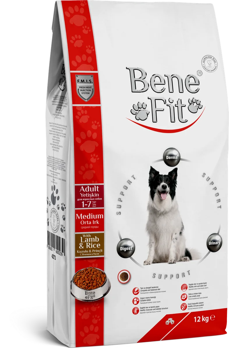 BeneFit Orta Irk Yetişkin Köpek Maması Kuzulu & Pirinçli 12 kg