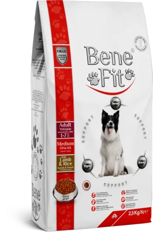 BeneFit Orta Irk Yetişkin Köpek Maması Kuzulu & Pirinçli 2,5 kg