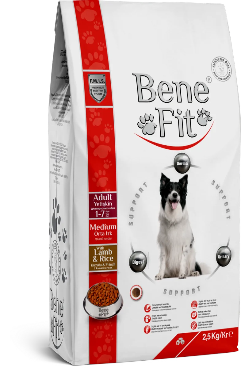 BeneFit Orta Irk Yetişkin Köpek Maması Kuzulu & Pirinçli 2,5 kg