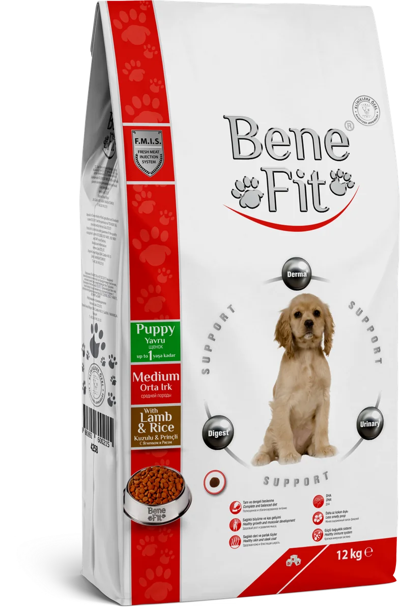 BeneFit Orta Irk Yavru Köpek Maması Kuzulu & Pirinçli 12 kg
