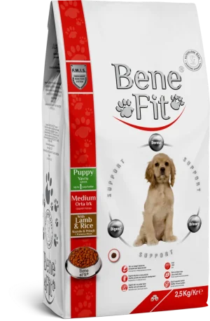 BeneFit Orta Irk Yavru Köpek Maması Kuzulu & Pirinçli 2,5 kg