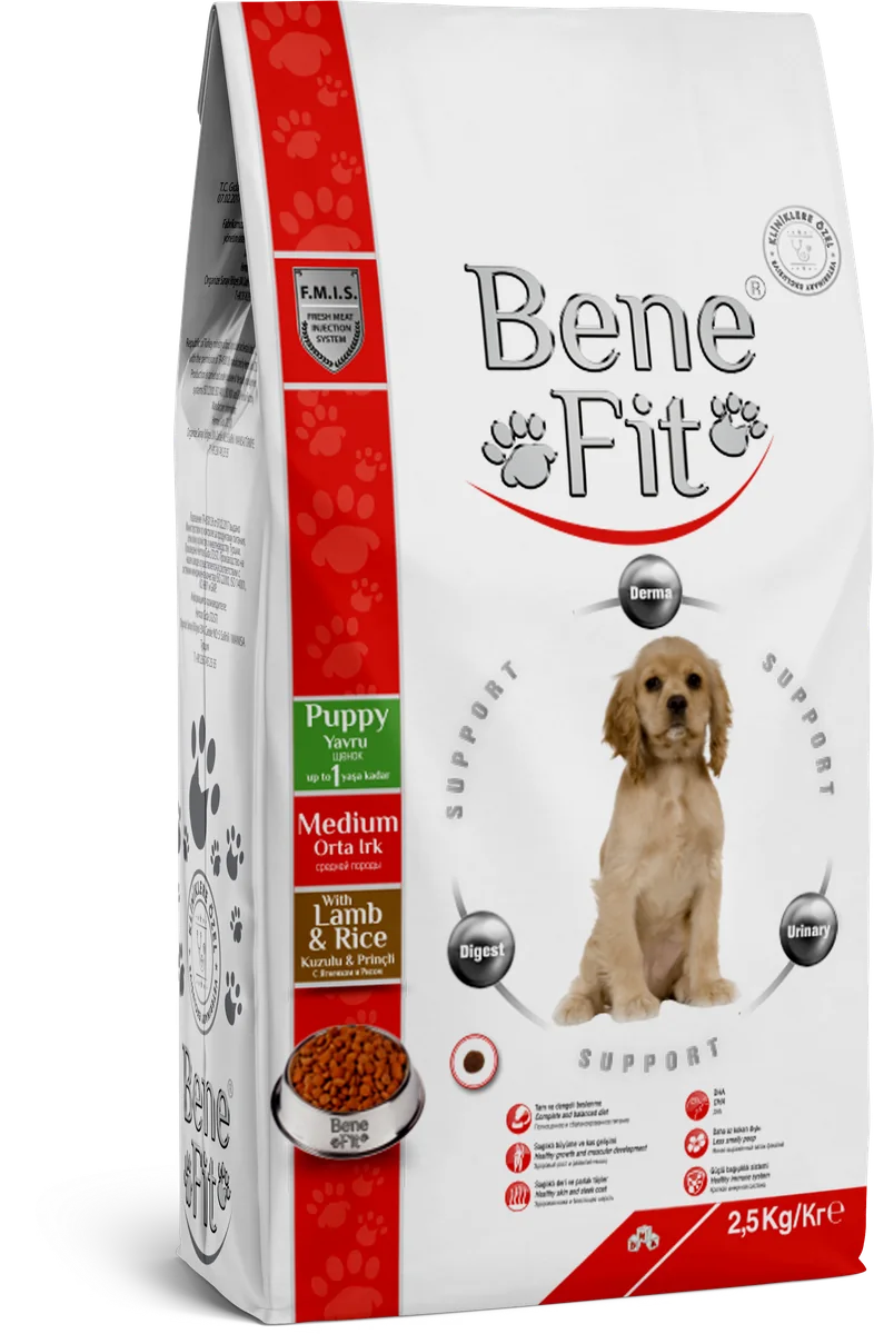 BeneFit Orta Irk Yavru Köpek Maması Kuzulu & Pirinçli 2,5 kg