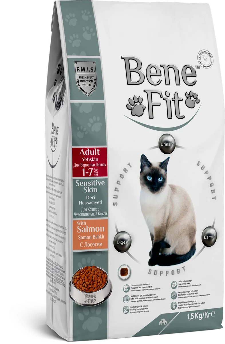 BeneFit Yetişkin Kedi Maması Somonlu (Deri Hassasiyeti)